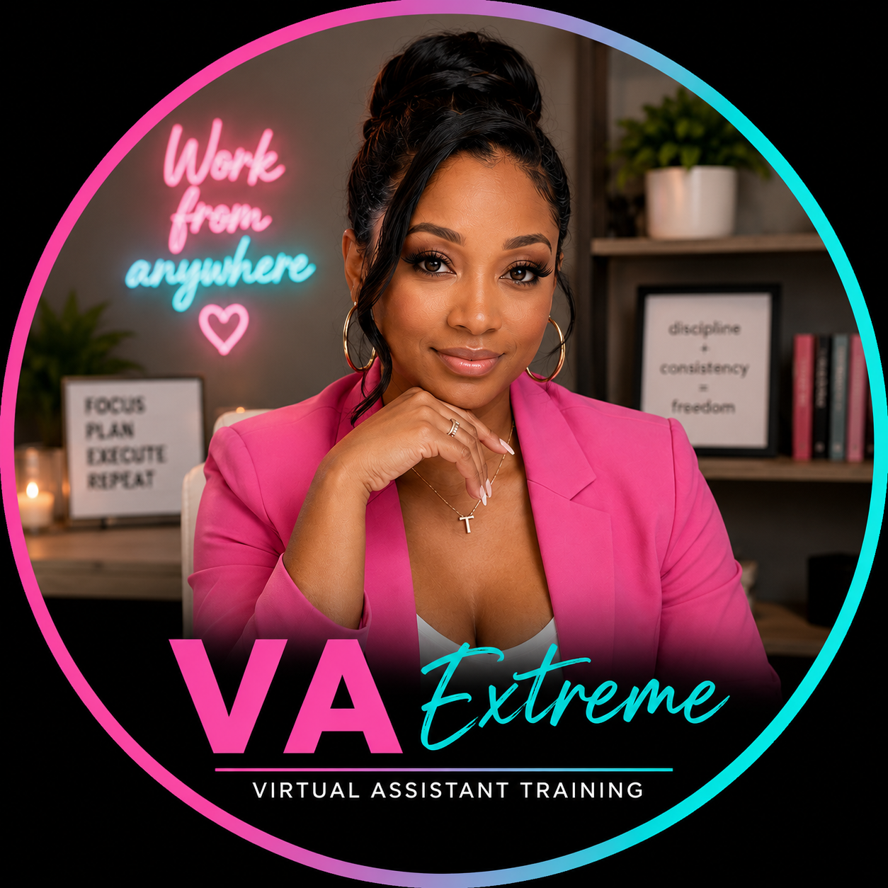 VA Extreme founder working at her laptop